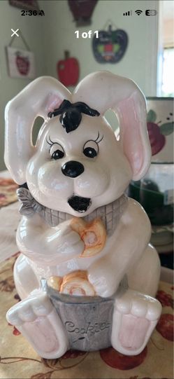 This is a Doranne of California "Silly Rabbit" ceramic cookie jar.