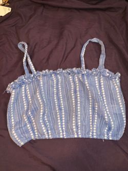 Forever 21 blue and white crop top