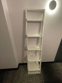 White 5 Tier Leaning Ladder Bookshelf