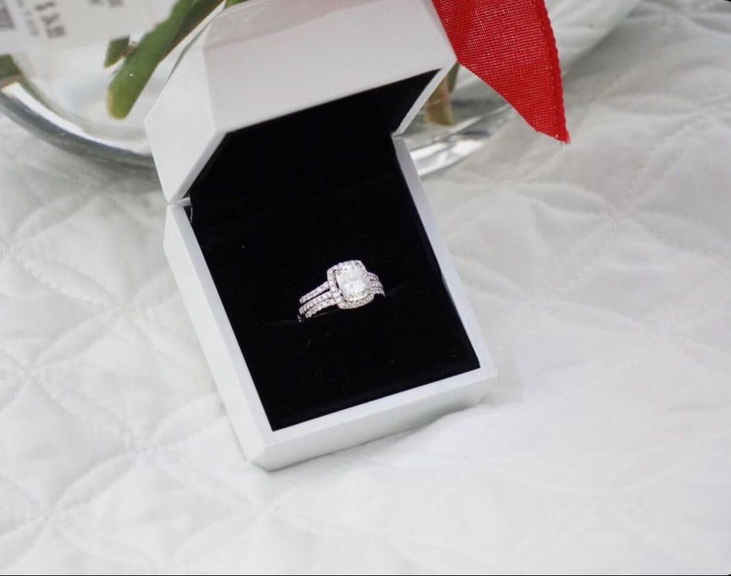 14K White Gold Diamond Engagement Ring 2.0 CCTW , with 14K White Gold Diamond Ladies Dual Guard Ring 1.0 CCTW