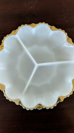 Milk glass divided serving dish