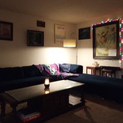 3 Piece Customizable Navy Tufted Sofa 