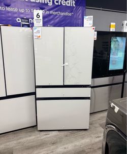 🔥 NEW SAMSUNG BESPOKE 23 CU FT COUNTER DEPTH WHITE GLASS FOUR DOOR REFRIGERATOR 🔥