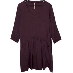 Cynthia Ashby Women’s Burgundy Knee Length Dress With Pockets XS
