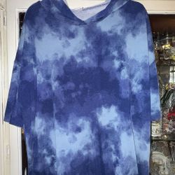 LuLaRoe Blue Tye-Dye Frankie Short-Sleeve Hoodie - Woman’s Size L & XL - $5 Each