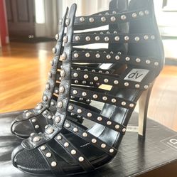 New Dolce Vida Black Leather Bootie Heels Size 8