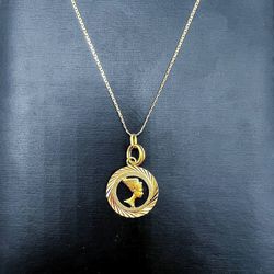 18 Karat Yellow solid Gold pendant/charm with 20.5 inch 14 karat gold chain