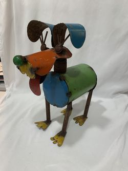Metal Dog Yard Sculpture