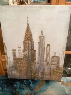 Interiors by Design “Cityscape With Foil” Wall Art – 16” × 20”