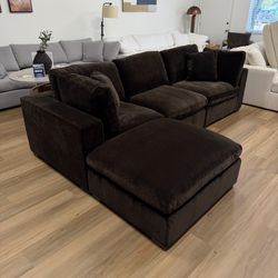 New Chocolate Brown Cloud Couch Sectional Sofa