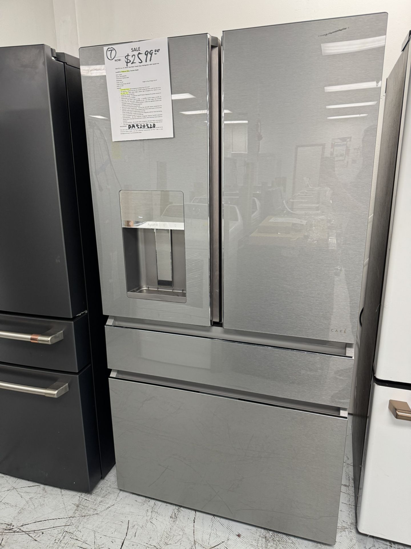 Café Counter Depth 4-door Refrigerator With Hands-fill Auto Dispenser In Platinum Glass