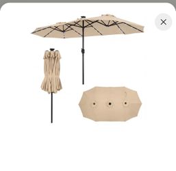 Large Outdoor Patio Umbrella with Solar LED Lights