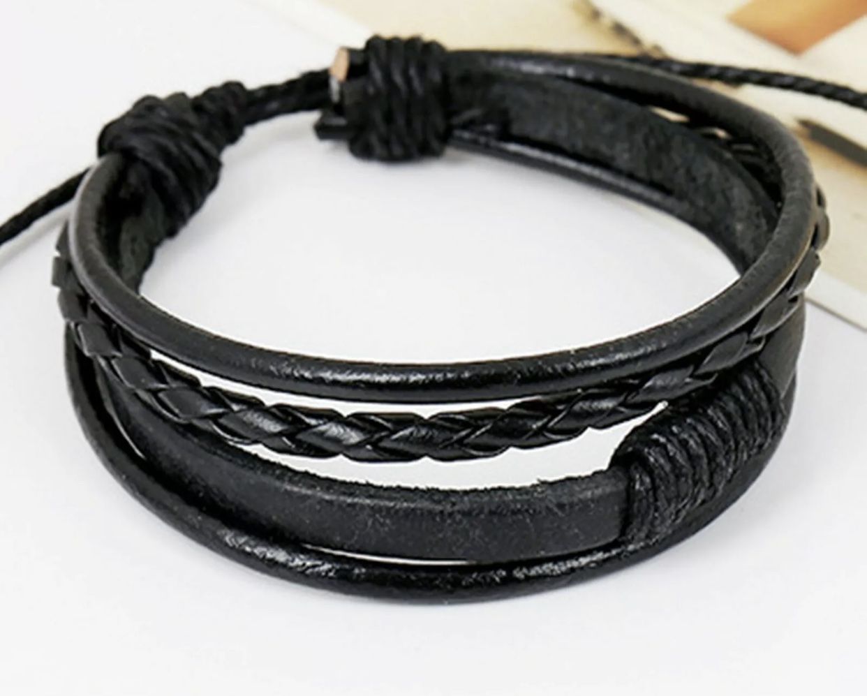 Black leather bracelet