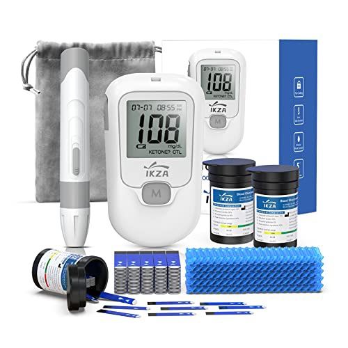 IKZA Blood Glucose Monitor Kit G-666B with Lancing Device, 100 Test Strips and 100 Lancets, Smart Diabetes Testing Kit, Portable Diabetic Glucometer,