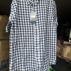 True Rock Men’s Dress shirt, short sleeves, size 2XL, button up, new with tags, checkered black and white 