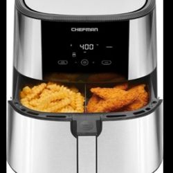 Chefman 2 In 1 Max XL 8 Qt. Air Fryer, Healthy Cooking, User Friendly, Basket Divider For Dual Cooking, Nonstick Stainless Steel, Black