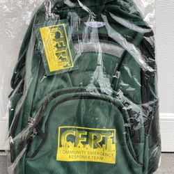 C.E.R.T. Logo Deluxe Green Emergency Survival Response Backpack，NWT