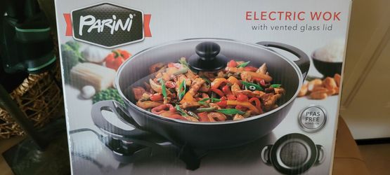 Electric Wok with Glass Lid New