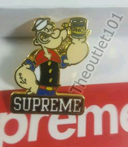 Supeme Popeye pendent gold carton hat pendent pin rare
