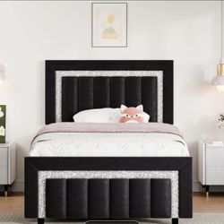 BLACK VELVET FULL SIZE BED FRAME 💥BRAND NEW IN BOX ORIGINAL 💥