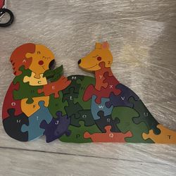 🧩 Wooden Alphabet Jigsaw Puzzle (Kangaroo & Joey) -