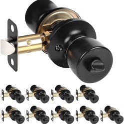 Door Knobs Interior Privacy Door Knob Bedroom Bathroom Door knobs with Lock Keyless Doorknobs, Matte Black Door Handles, 10 Pack