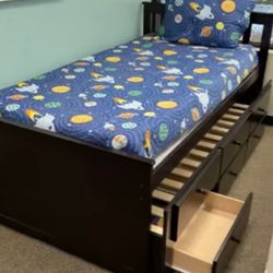 ✅️✅️Maya Espresso  Wood Twin Captains Bed w/Trundle(Mattress not included)✅️✅️