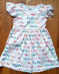 Alphabet Print Short Sleeve Girls' Dress