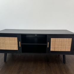 Black TV Stand Up To 55” Ratan Storage Media Console For TV