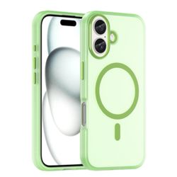 iPhone 16 MagSafe Frosted Translucent TPU + PC Full Coverage Phone Case(Green)