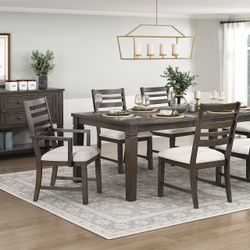 7 PIECE DINING TABLE SET DARK ESPRESSO FINISH COMEDOR MESA SILLAS