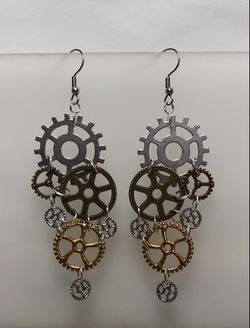 Handmade steampunk dangle earrings