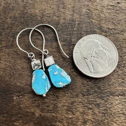 Sleeping Beauty, American Turquoise And Sterling Silver Earrings