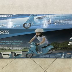 Brand New 24V Hyper Toys Retro Electric Scooter Blue, Ages 13+
