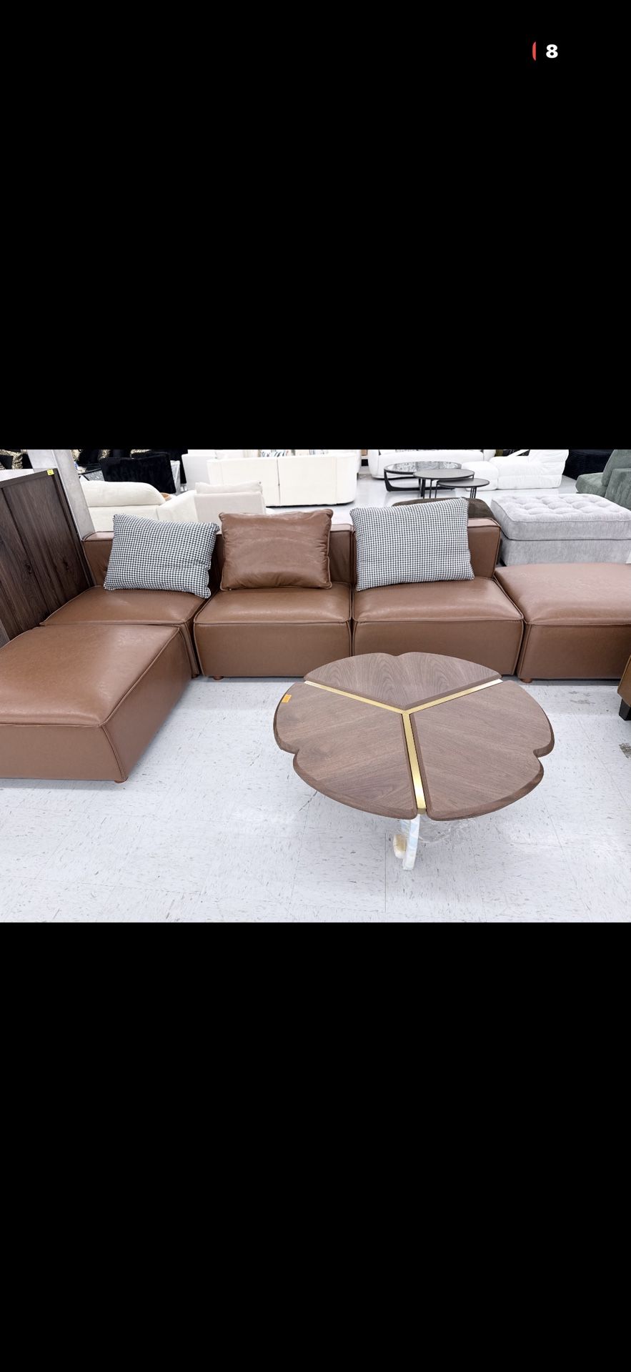Brown leather Sectional