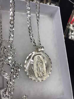 925 sterling silver virgen de Guadalupe Necklace