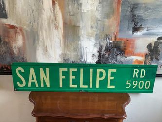 Vintage San Felipe Rd 5900 Houston Texas Double Sided Metal Street Sign 42" x 9" Retired Authentic