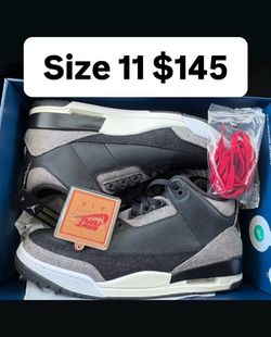 Jordan retro 3s black Levi size 11 like new