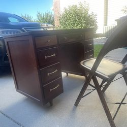Mid Century Modern Solid Wood Desk W/chair. 