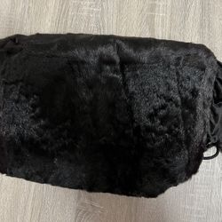Vintage Victorian Sheared Black Fur Muff Hand Warmer