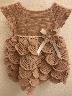 Handmade crochet baby dress size 12-18 months