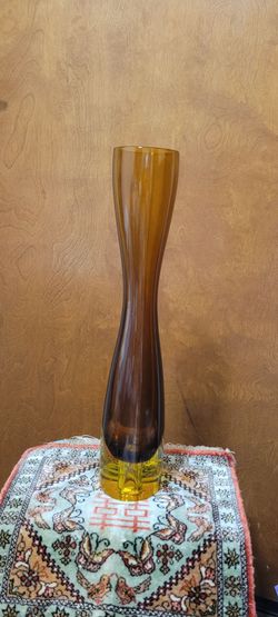 Murano vintage mid century glass vese, amber color.