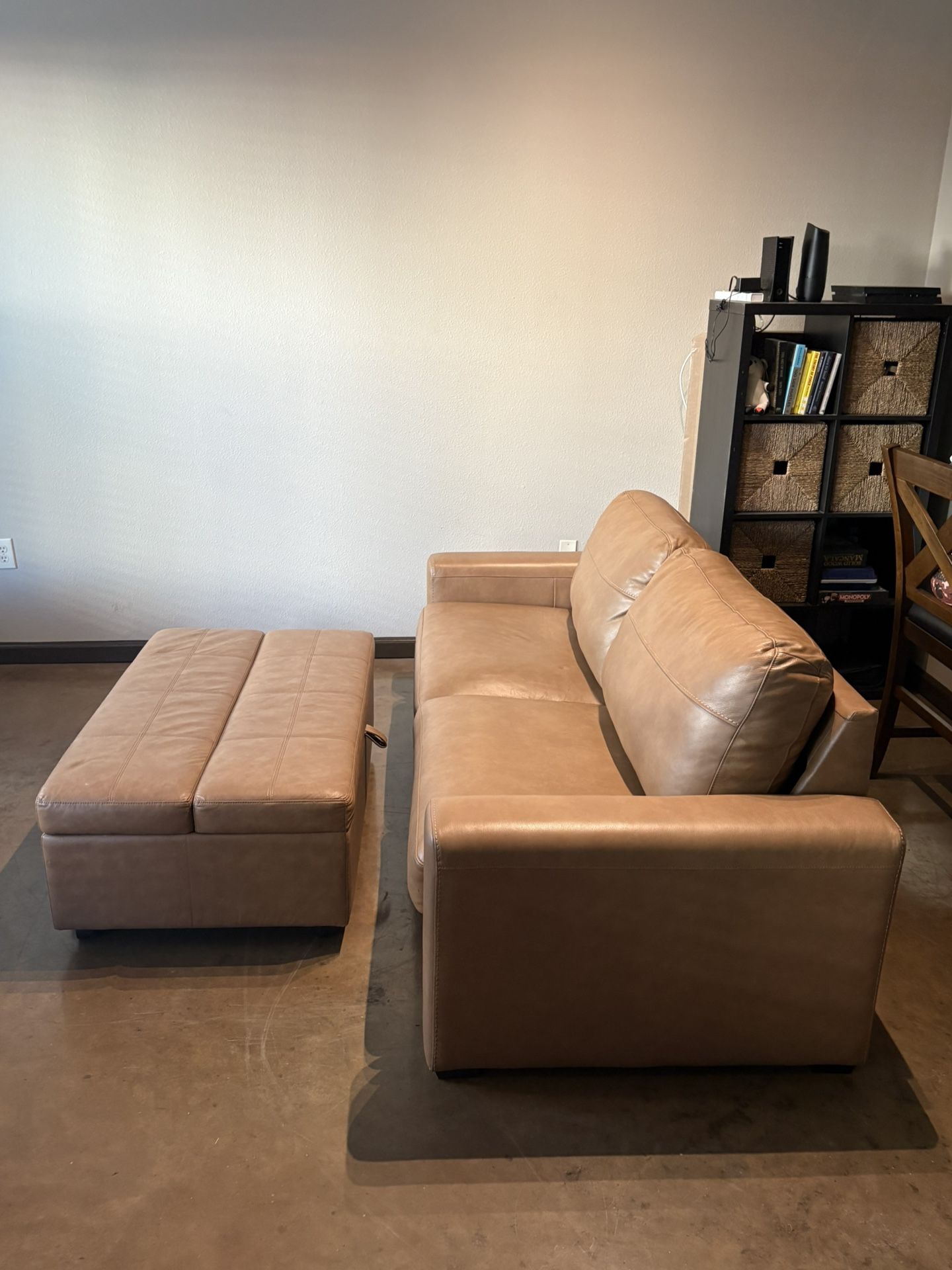 Leather Sofa + Ottoman Sleeper Set – Great Condition – $1,600
