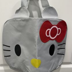 Hello Kitty Large Fashion Duffel Bag Shoulder Strap Casual Travel Light Grey 