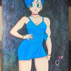 Bulma Acrylic Painting 18x24 on Canvas (BLACKLIGHT)