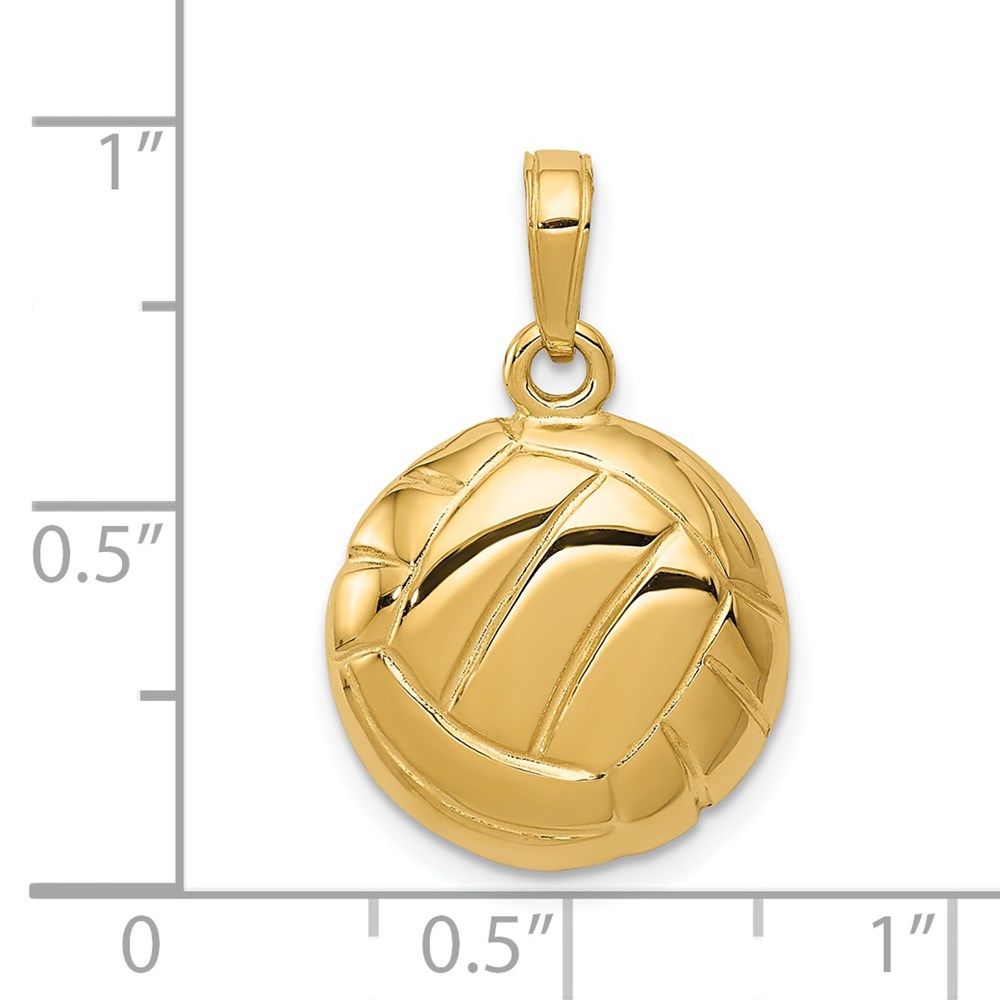 14k Yellow Gold Polished Open-Backed Volleyball Charm Pendant