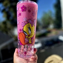 Twitty Snow Globe Tumbler lava lamp drip 24 oz acrylic Starbucks style