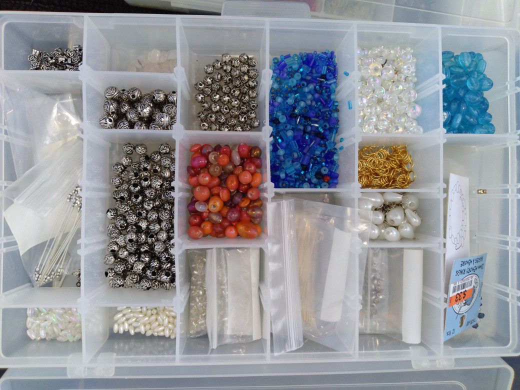 3 CONTAINERS OF JEWELRY, BEADS, And More