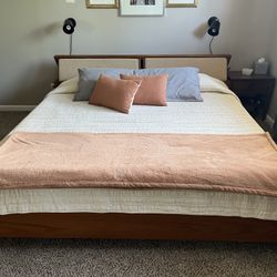 Midcentury Modern King Sized Wood Platform Bed Frame