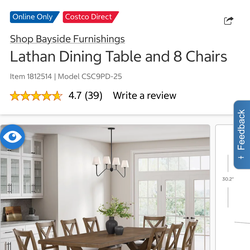 Dining Table Set – Same as Costco Style – $200 OBO